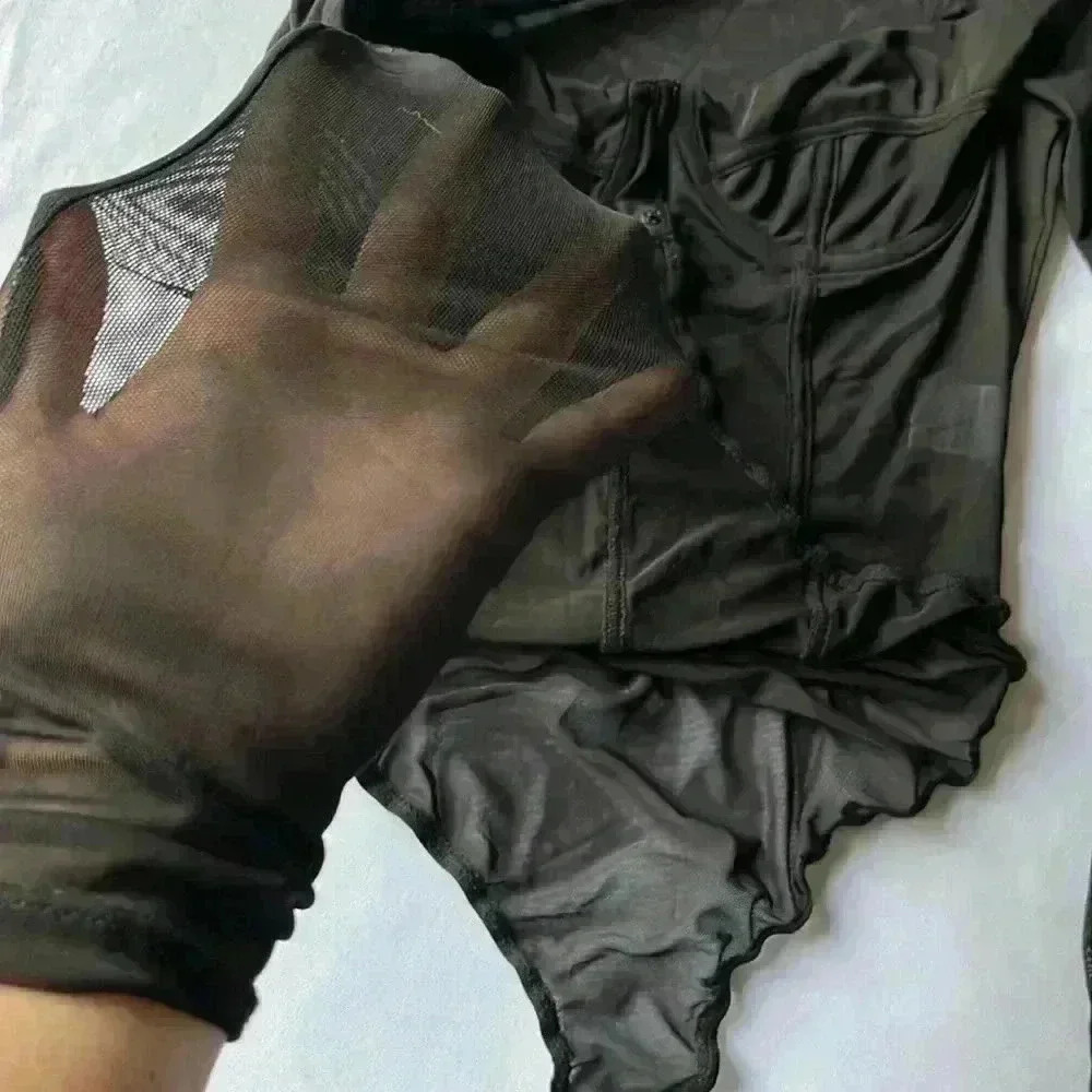 Princess Polly Sheer Black See Thru Mesh Bodysuit Long Sleeve Sz 8 Medium - Picture 9 of 13